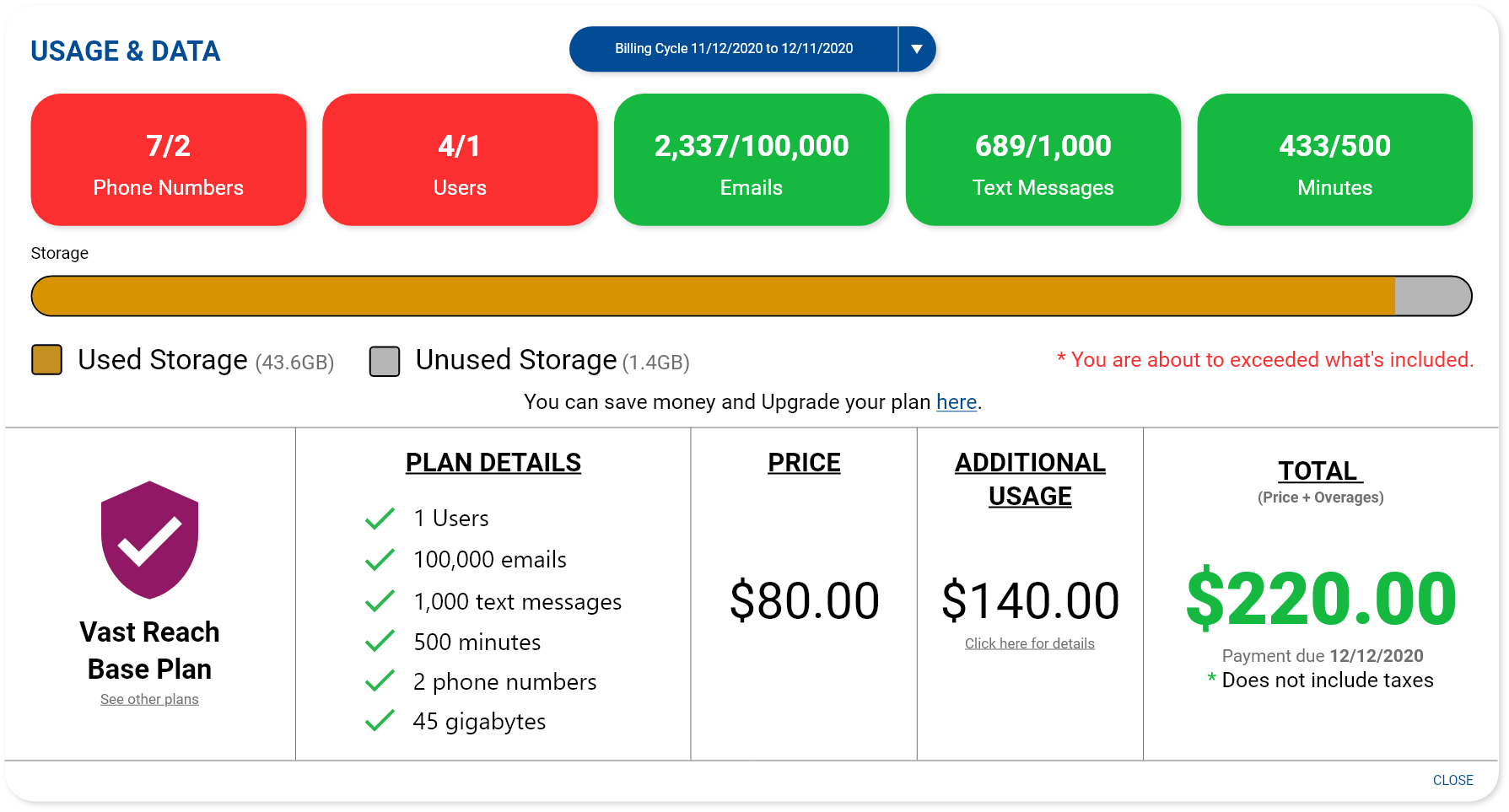 additional usage information